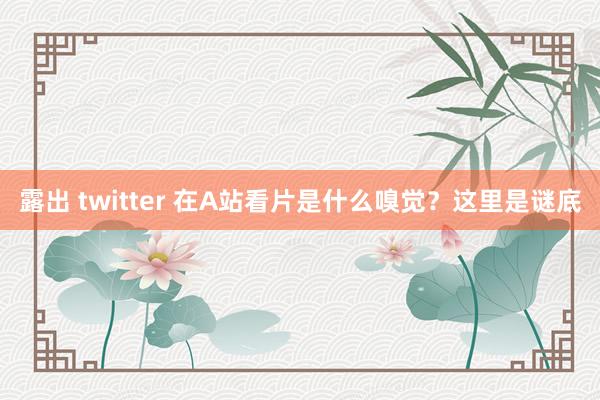 露出 twitter 在A站看片是什么嗅觉？这里是谜底